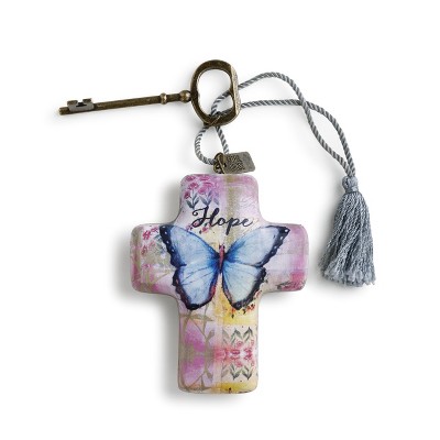 DEMDACO Hope Butterfly Artful Cross 4" - Pink