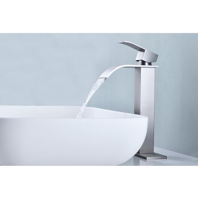 Vynxaria Waterfall Spout Single Handle Bathroom Sink Faucet