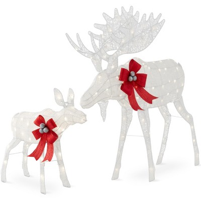 Best Choice Products 2-piece Moose Family Lighted Christmas Yard Decor ...