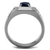 Slickblue Silver Statement Ring for Men, Montana Synthetic Glass Center, Clear Side Stones, Polished Steel, Sizes 8-13 - 3 of 4