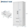 GustoWave Wooden Armoire Wardrobe Closet with 2 Drawers, 70 "Tall Clothing Storage Cabinet with 2 Doors, Bedroom Clothing Armoires with Hanging Rods - 2 of 4