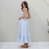 Knit & Lounge Women’s Smocked Bodice Midi Dress with Ruffle Hem Adjustable Tie Straps and Flowing A-Line - 3 of 4