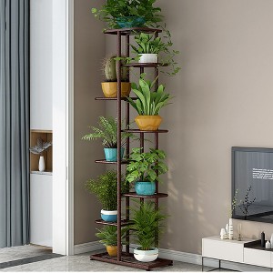 8 Tiers Metal Plant Stand, Indoor Outdoor 9 Potted Plant Holders, Tiered Plant Shelf, Metal Flower Display Rack For Corner Iiving Room Balcony Patio - 1 of 4