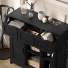 HDZNVF Storage Cabinets, Wooden Floor Cabinet with Drawers and Shelves Storage Cabinets, Black - 4 of 4