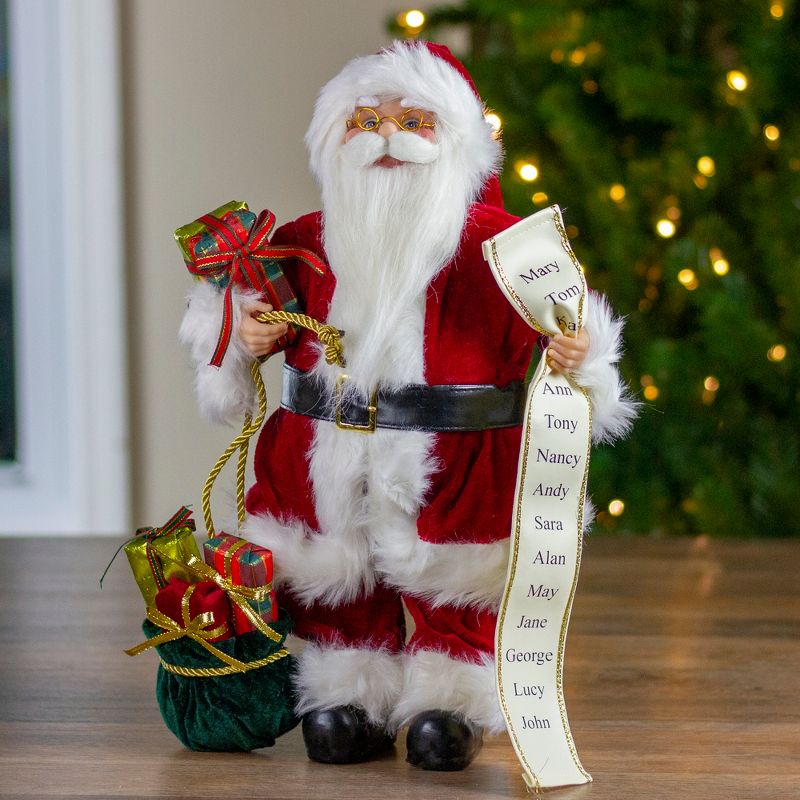Northlight 16" Red Traditional Standing Santa Claus Christmas Figure with Naughty or Nice List, 5 of 6