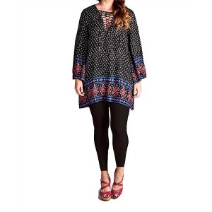 Women's Border Print Floral Bohemian Tunic/Dress - Velzera - 1 of 3