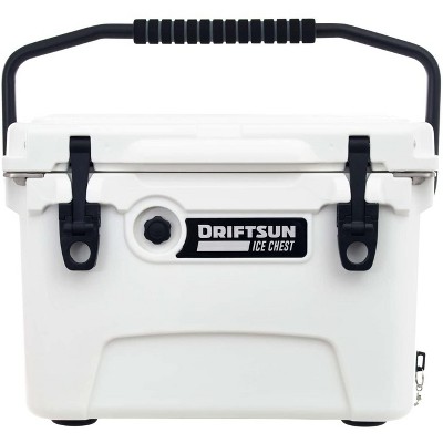 Driftsun Heavy Duty Rotomolded Thermoplastic UV Resistant Portable 20 Quart Insulated Hardside Ice Chest Beverage Cooler, White