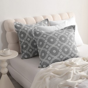 2 Pack Triple-Layer Cotton Pillow Shams, Breathable Thermal Yarn-Dyed Pillowcases, 26x26 Inches - NTBAY - 1 of 4