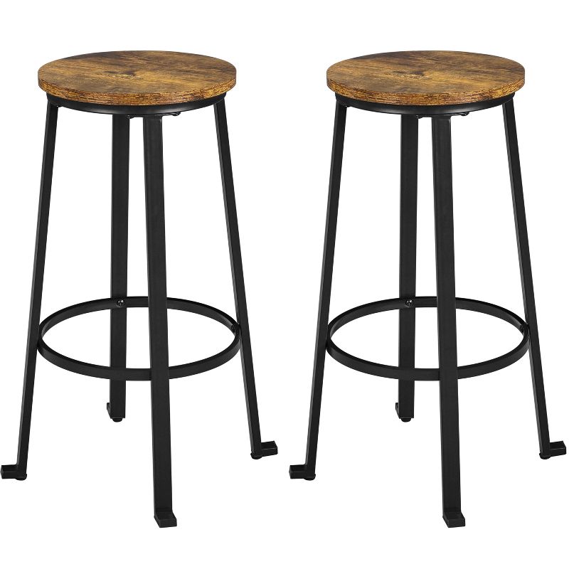 Yaheetech Barstools Set of 2 29.5"H Pub Height with Metal Frame Backless, 1 of 8