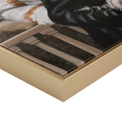 Captain Pug Portrait Framed Canvas Wall Art in Gold Frame