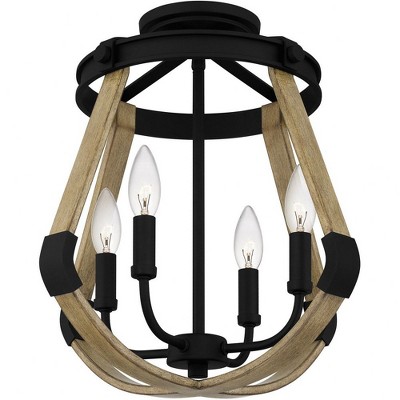 Demura Matte Black 15.75" Square Semi-Flush Mount Light