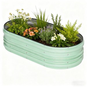 6x3x1ft Galvanized Raised Garden Bed Kit, Oval Raised Beds with Open-Ended Base, Metal Planter Box for Vegetables, Flowers, Herbs & Fruits - 1 of 4
