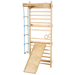 VEVOR Swedish Ladder Wall Gym, 5 in 1 Wooden Indoor Playground Climbing Toys, 220 lbs Load Capacity Swedish Wall Ladder with Pull-Up Bar - 1 of 4
