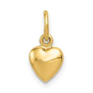 Black Bow Jewelry 14k Yellow Gold Puffed Heart Charm, 7mm (1/4 inch) - 1 of 4