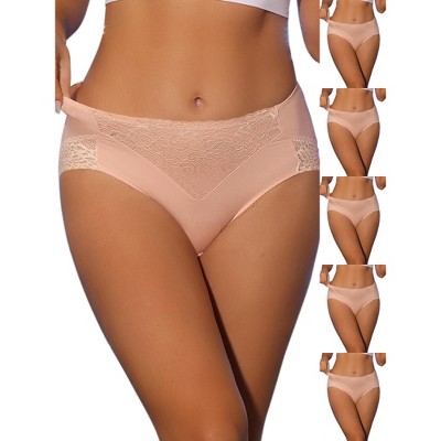 INSPIRE CHIC Women's Lace High Waist Breathable Silky Stretch Briefs 6 Packs