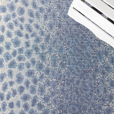 Navy and Beige Rectangular Synthetic Indoor/Outdoor Rug