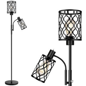 KTMBDW Floor Lamp for Living Room with 2 LED Bulb,Standing Lamp Tall Industrial Floor Lamp Reading for Bedroom (6W LED Bulb,Black Lampshade Included) - 1 of 4