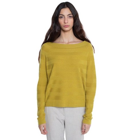 J Cashmere Women's 100% Pure Cashmere Horizontal Rib Boatneck