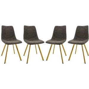 LeisureMod Markley Dining Chair Modern Upholstered Leather with Gold Legs Set of 4 - 1 of 4