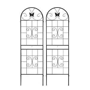 NAYSAYE Planter Set of 2 Metal Garden Trellis Heavy Duty Build Easy Assembly for Indoor and Outdoor Patio Garden, Black, 40.94"*20"*71" - 1 of 4