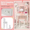 Costzon Kids Vanity Table and Chair Set, Wooden Makeup Table with Mirror, Stool & Drawer, Toddler Pretend Play Vanity Set (Princess Style) - 4 of 4