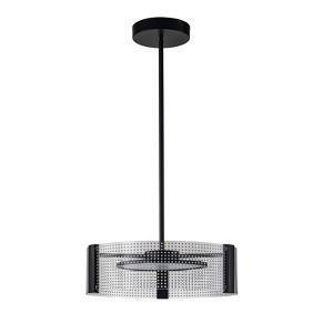 LLHZSY Modern Matte Black Acrylic LED Drum Chandelier Linear Island Pendant Light - 19 7/10" - 1 of 4