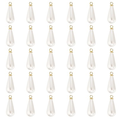 Unique Bargains Metal Bulk Elegant DIY Crafts Jewelry Making Pearl Pendant 50 Pcs