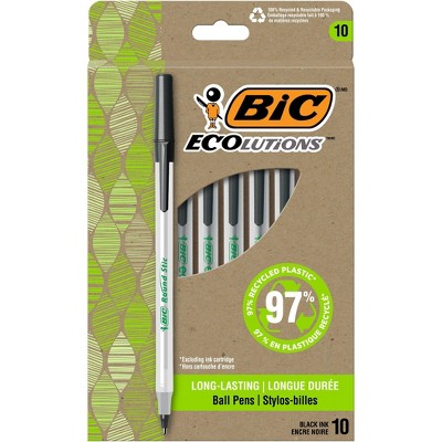 BiC 10pk ECOlutions Ballpoint Pens Black Ink: Medium Point, School Supplies, Writing Pens, Stationery, Office Essentials