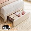 Homhougo Twin Bed Frame with Under-Bed Drawer, White Velvet Upholstered Platform Bed Beige - 4 of 4