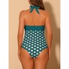 Elerevyo Women's Halterneck Polka Dot Monokini Tummy Control Cut Out String Swimsuit Bathing Suits 1 Pc - 3 of 4