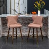 Faux Leather Tufted Counter Stools Set of 2 with Nailhead Trim, Wing-Back, Solid Wood Legs, and Gold Footrest for Kitchen or Dining Area - 3 of 4