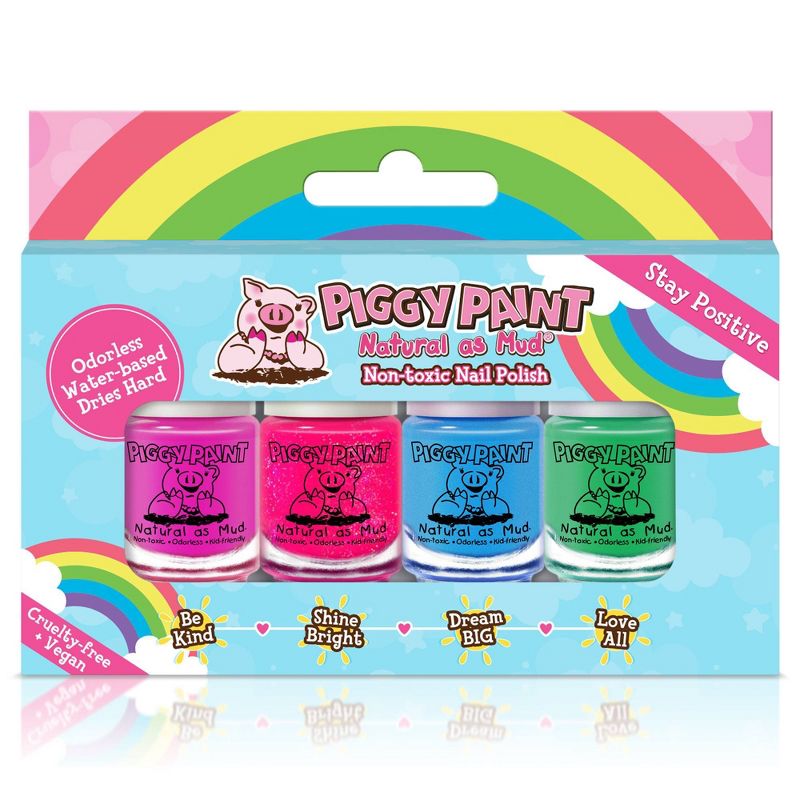 Piggy Paint Nail Polish Set - Stay Positive Rainbow - 0.48 fl oz/4pk, 1 of 20