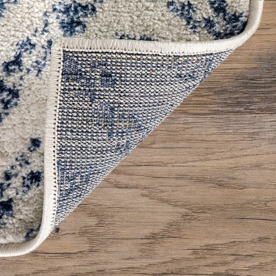 Soft Durable Blue Herringbone Transitional 31" Area Rug