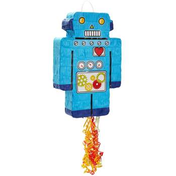 Juvale Pull String Robot Pinata for Science Birthday Party Decorations, Baby Shower, 17 x 11 x 3 In