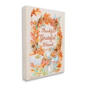 Stupell Industries Thankful Grateful Blessed Text Autumn Harvest - 1 of 4