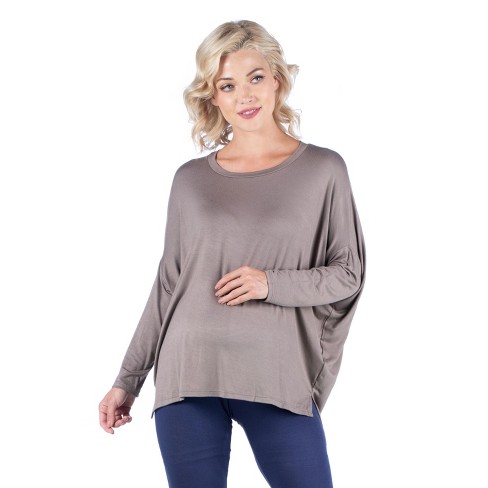 24/7 Comfort Apparel Women's Loose Fit Dolman Top with Wide Sleeves