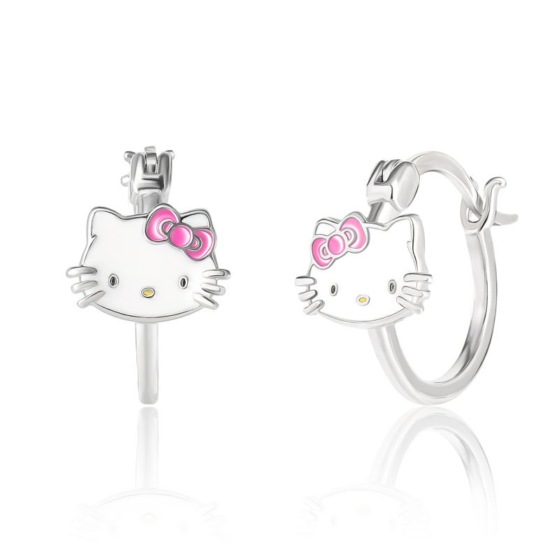 Sanrio Hello Kitty Womens Enamel Hoop Earrings, Officially Licensed, 1 of 5