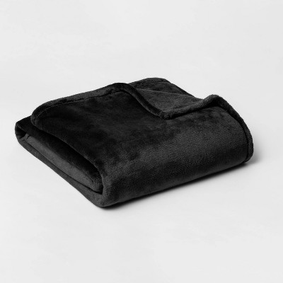 Full/Queen Microplush Bed Blanket Black - Threshold™