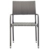 vidaXL Patio Dining Chairs 2 pcs Stackable Gray Poly Rattan - 3 of 4