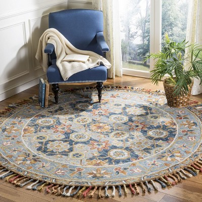Handmade Tufted Aspen Round Gray Wool Area Rug - 7'