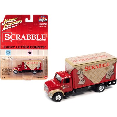 1999 International Cargo Truck Red w/Graphics "Scrabble" "Pop Culture" 2022 Release 2 1/64 Diecast Model Car by Johnny Lightning