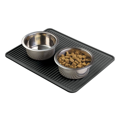 mDesign Silicone Pet Food & Water Bowl Feeding Mat for Dogs - 16 x 8 Small