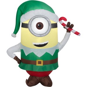 Gemmy Christmas Airblown Inflatable Stuart as Elf w/Candy Cane Universal, 3.5 ft Tall, White - 1 of 4