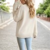 Amaryllis Women's Cable Knit Sleeve Crew Neck Sweater Long Sleeve Cozy Soft Knit Oversized Fit - 4 of 4
