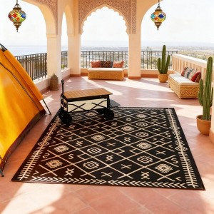 NAYSAYE Rug Outdoor Reversible Mat Waterproof Lightweight Carry Bag Included for Patio and Travel, Beige and Black - 1 of 4