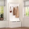 FURNIinspire Hall Trees Standing Clothes Rack Coat Rack Entryway Bench With Shoe Storage, 5 Hooks, Entryway Organizer, White, 13.4"*37.8"*70.9" - 2 of 4