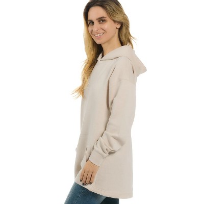 U.S. Apparel Men's & Women's Open Bottom Loose Fit Cozy Hoodie Sweatshirt | Ecru