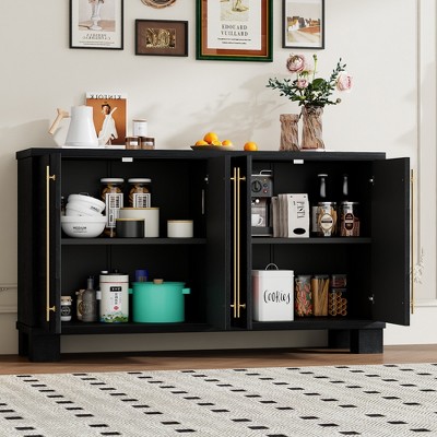 APRILSOUL Sideboard Buffet Cabinet with Storage, with Adjustable Shelves and Gold Handles for Kitchen, Dining Room and Living Room,Wood