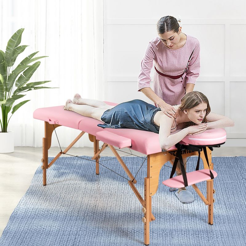 84''L Portable Massage Table Adjustable Facial Spa Bed Tattoo w/ Carry Case White\Black\Pink\Red, 2 of 11