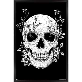 Trends International Episodic Drawing - Floral Skull Framed Wall Poster Prints